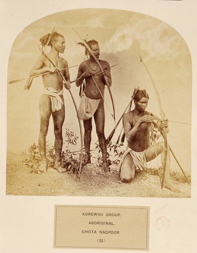 Groupe de Korewah, aborigènes, Chota Nagpoor, de The People of India, par J. Forbes Watson, publié en 1868 - English Photographer